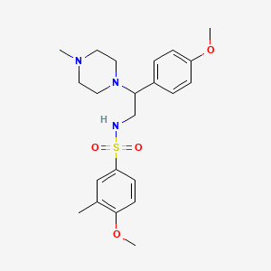 molecular formula C22H31N3O4S B2916077 4-methoxy-N-(2-(4-methoxyphenyl)-2-(4-methylpiperazin-1-yl)ethyl)-3-methylbenzenesulfonamide CAS No. 903343-35-1