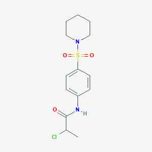 molecular formula C14H19ClN2O3S B2916084 2-chloro-N-[4-(piperidin-1-ylsulfonyl)phenyl]propanamide CAS No. 743444-26-0