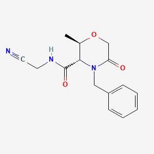 molecular formula C15H17N3O3 B2916085 (2R,3S)-4-Benzyl-N-(cyanomethyl)-2-methyl-5-oxomorpholine-3-carboxamide CAS No. 2223383-53-5