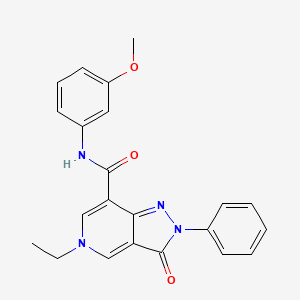 molecular formula C22H20N4O3 B2916088 5-ethyl-N-(3-methoxyphenyl)-3-oxo-2-phenyl-3,5-dihydro-2H-pyrazolo[4,3-c]pyridine-7-carboxamide CAS No. 923200-86-6