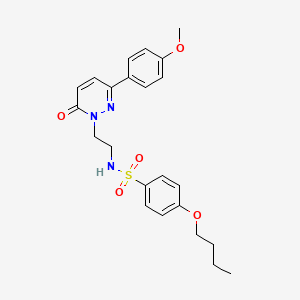 molecular formula C23H27N3O5S B2916091 4-butoxy-N-(2-(3-(4-methoxyphenyl)-6-oxopyridazin-1(6H)-yl)ethyl)benzenesulfonamide CAS No. 921550-93-8