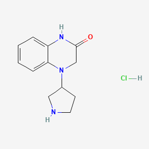 molecular formula C12H16ClN3O B2916109 4-(Pyrrolidin-3-yl)-3,4-dihydroquinoxalin-2(1H)-one hydrochloride CAS No. 1461714-27-1