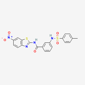 molecular formula C21H16N4O5S2 B2916145 3-(4-甲基苯磺酰胺基)-N-(6-硝基苯并[d]噻唑-2-基)苯甲酰胺 CAS No. 886895-26-7