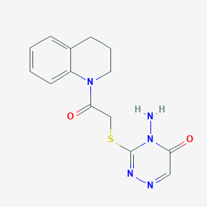 molecular formula C14H15N5O2S B2916155 4-amino-3-[2-(3,4-dihydro-2H-quinolin-1-yl)-2-oxoethyl]sulfanyl-1,2,4-triazin-5-one CAS No. 869068-09-7