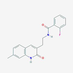 molecular formula C19H17FN2O2 B2916157 2-fluoro-N-[2-(7-methyl-2-oxo-1H-quinolin-3-yl)ethyl]benzamide CAS No. 851404-65-4