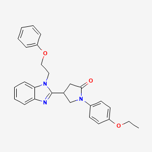 molecular formula C27H27N3O3 B2916159 1-(4-乙氧基苯基)-4-[1-(2-苯氧基乙基)苯并咪唑-2-基]吡咯烷-2-酮 CAS No. 874615-49-3