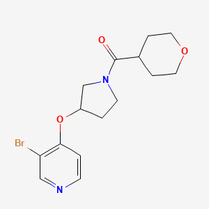 molecular formula C15H19BrN2O3 B2916163 3-Bromo-4-{[1-(oxane-4-carbonyl)pyrrolidin-3-yl]oxy}pyridine CAS No. 2380173-93-1