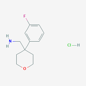 [4-(3-Fluorophenyl)oxan-4-yl]methanamine;hydrochloride