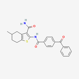 molecular formula C24H22N2O3S B2916166 2-(4-苯甲酰苯甲酰胺)-5-甲基-4,5,6,7-四氢苯并[b]噻吩-3-甲酰胺 CAS No. 476280-27-0