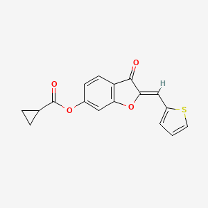 (Z)-3-oxo-2-(thiophen-2-ylmethylene)-2,3-dihydrobenzofuran-6-yl cyclopropanecarboxylate