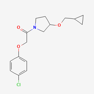 molecular formula C16H20ClNO3 B2916185 2-(4-Chlorophenoxy)-1-(3-(cyclopropylmethoxy)pyrrolidin-1-yl)ethanone CAS No. 2034342-48-6