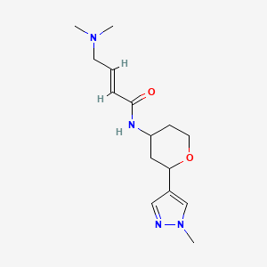 molecular formula C15H24N4O2 B2916187 (E)-4-(Dimethylamino)-N-[2-(1-methylpyrazol-4-yl)oxan-4-yl]but-2-enamide CAS No. 2411337-40-9