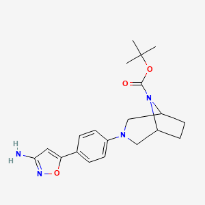 molecular formula C20H26N4O3 B2916189 Tert-butyl 3-[4-(3-amino-1,2-oxazol-5-yl)phenyl]-3,8-diazabicyclo[3.2.1]octane-8-carboxylate CAS No. 2416230-08-3