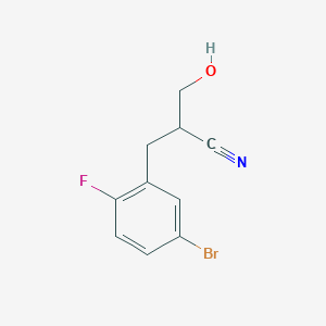 molecular formula C10H9BrFNO B2916191 2-[(5-溴-2-氟苯基)甲基]-3-羟基丙腈 CAS No. 1283707-34-5