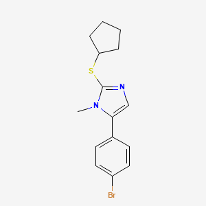molecular formula C15H17BrN2S B2916192 5-(4-bromophenyl)-2-(cyclopentylthio)-1-methyl-1H-imidazole CAS No. 1207019-81-5