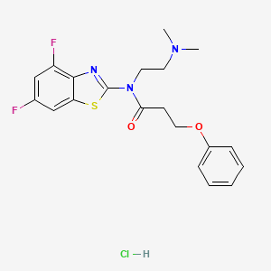 molecular formula C20H22ClF2N3O2S B2916198 N-(4,6-difluorobenzo[d]thiazol-2-yl)-N-(2-(dimethylamino)ethyl)-3-phenoxypropanamide hydrochloride CAS No. 1216491-91-6