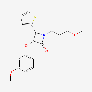 molecular formula C18H21NO4S B2916204 3-(3-Methoxyphenoxy)-1-(3-methoxypropyl)-4-(thiophen-2-yl)azetidin-2-one CAS No. 1241536-74-2