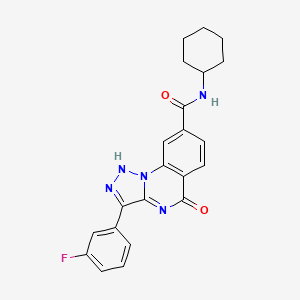 molecular formula C22H20FN5O2 B2916210 N-cyclohexyl-3-(3-fluorophenyl)-5-oxo-4,5-dihydro[1,2,3]triazolo[1,5-a]quinazoline-8-carboxamide CAS No. 1031665-27-6