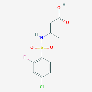 molecular formula C10H11ClFNO4S B2916214 3-[(4-氯-2-氟苯基)磺酰氨基]丁酸 CAS No. 1098372-07-6