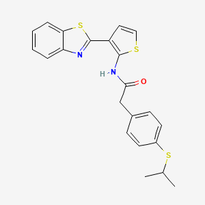 molecular formula C22H20N2OS3 B2916220 N-(3-(苯并[d]噻唑-2-基)噻吩-2-基)-2-(4-(异丙基硫基)苯基)乙酰胺 CAS No. 955600-63-2