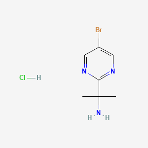molecular formula C7H11BrClN3 B2916229 2-(5-溴嘧啶-2-基)丙烷-2-胺盐酸盐 CAS No. 2172586-53-5