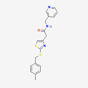 molecular formula C19H19N3OS2 B2916234 2-(2-((4-甲基苄基)硫代)噻唑-4-基)-N-(吡啶-3-基甲基)乙酰胺 CAS No. 941875-81-6