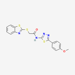 molecular formula C18H14N4O2S3 B2916243 2-(1,3-benzothiazol-2-ylsulfanyl)-N-[5-(4-methoxyphenyl)-1,3,4-thiadiazol-2-yl]acetamide CAS No. 394232-06-5