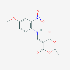 molecular formula C14H14N2O7 B2916244 5-[(4-甲氧基-2-硝基苯胺基)亚甲基]-2,2-二甲基-1,3-二氧杂环-4,6-二酮 CAS No. 25165-69-9
