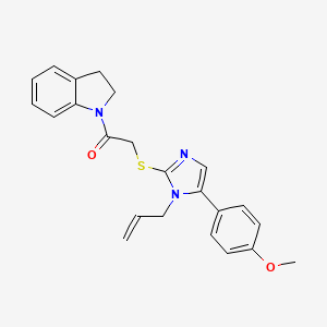 molecular formula C23H23N3O2S B2916246 2-((1-烯丙基-5-(4-甲氧基苯基)-1H-咪唑-2-基)硫代)-1-(吲哚-1-基)乙酮 CAS No. 1207020-66-3