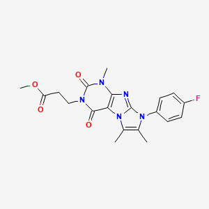 molecular formula C20H20FN5O4 B2916251 3-[6-(4-氟苯基)-4,7,8-三甲基-1,3-二氧代嘌呤[7,8-a]咪唑-2-基]丙酸甲酯 CAS No. 896850-97-8