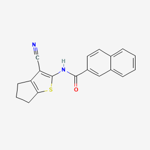 molecular formula C19H14N2OS B2916254 N-(3-cyano-5,6-dihydro-4H-cyclopenta[b]thiophen-2-yl)-2-naphthamide CAS No. 391222-23-4