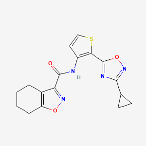 molecular formula C17H16N4O3S B2916257 N-(2-(3-cyclopropyl-1,2,4-oxadiazol-5-yl)thiophen-3-yl)-4,5,6,7-tetrahydrobenzo[d]isoxazole-3-carboxamide CAS No. 1795441-95-0