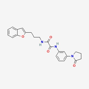 molecular formula C23H23N3O4 B2916266 N1-(3-(benzofuran-2-yl)propyl)-N2-(3-(2-oxopyrrolidin-1-yl)phenyl)oxalamide CAS No. 2034558-99-9