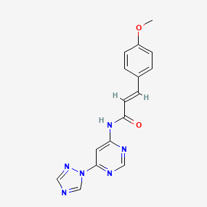 molecular formula C16H14N6O2 B2916270 (E)-N-(6-(1H-1,2,4-triazol-1-yl)pyrimidin-4-yl)-3-(4-methoxyphenyl)acrylamide CAS No. 1448139-61-4