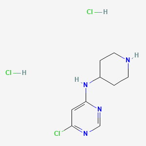 molecular formula C9H15Cl3N4 B2916276 6-Chloro-N-(piperidin-4-yl)pyrimidin-4-amine dihydrochloride CAS No. 1713163-36-0