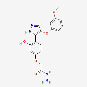 molecular formula C18H18N4O5 B2916277 2-(3-hydroxy-4-(4-(3-methoxyphenoxy)-1H-pyrazol-3-yl)phenoxy)acetohydrazide CAS No. 1009770-29-9