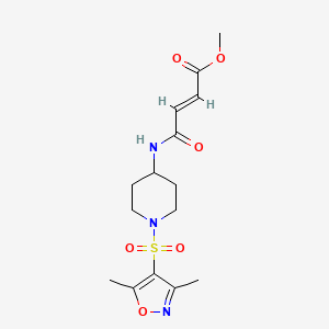 molecular formula C15H21N3O6S B2916278 Methyl (E)-4-[[1-[(3,5-dimethyl-1,2-oxazol-4-yl)sulfonyl]piperidin-4-yl]amino]-4-oxobut-2-enoate CAS No. 2411333-89-4