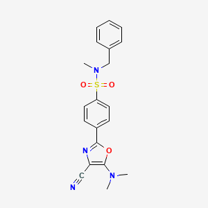 molecular formula C20H20N4O3S B2916297 N-benzyl-4-(4-cyano-5-(dimethylamino)oxazol-2-yl)-N-methylbenzenesulfonamide CAS No. 941240-71-7