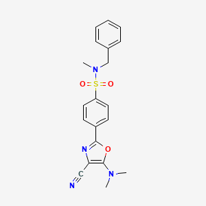 molecular formula C20H20N4O3S B2916297 N-苄基-4-(4-氰基-5-(二甲氨基)恶唑-2-基)-N-甲基苯磺酰胺 CAS No. 941240-71-7