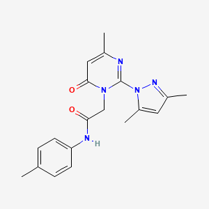 molecular formula C19H21N5O2 B2916306 2-[2-(3,5-二甲基吡唑-1-基)-4-甲基-6-氧代嘧啶-1-基]-N-(4-甲苯基)乙酰胺 CAS No. 1001797-99-4