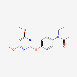 molecular formula C16H19N3O4 B2916307 N-{4-[(4,6-dimethoxy-2-pyrimidinyl)oxy]phenyl}-N-ethylacetamide CAS No. 294849-01-7