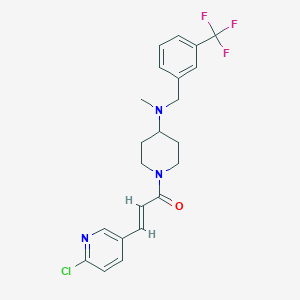 (E)-3-(6-Chloropyridin-3-yl)-1-[4-[methyl-[[3-(trifluoromethyl)phenyl]methyl]amino]piperidin-1-yl]prop-2-en-1-one