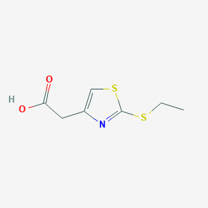 molecular formula C7H9NO2S2 B2916310 2-(2-(Ethylthio)thiazol-4-yl)acetic acid CAS No. 446827-11-8