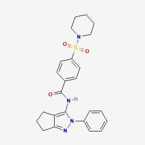 molecular formula C24H26N4O3S B2916317 N-(2-phenyl-2,4,5,6-tetrahydrocyclopenta[c]pyrazol-3-yl)-4-(piperidin-1-ylsulfonyl)benzamide CAS No. 1210898-93-3
