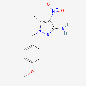 molecular formula C12H14N4O3 B2916318 1-[(4-methoxyphenyl)methyl]-5-methyl-4-nitro-1H-pyrazol-3-amine CAS No. 2227204-81-9