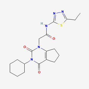 molecular formula C19H25N5O3S B2916326 2-(3-cyclohexyl-2,4-dioxo-2,3,4,5,6,7-hexahydro-1H-cyclopenta[d]pyrimidin-1-yl)-N-(5-ethyl-1,3,4-thiadiazol-2-yl)acetamide CAS No. 1018156-52-9
