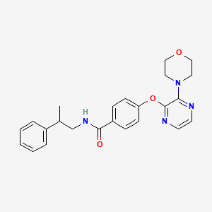 molecular formula C24H26N4O3 B2916333 4-[(3-morpholin-4-ylpyrazin-2-yl)oxy]-N-(2-phenylpropyl)benzamide CAS No. 1251601-89-4