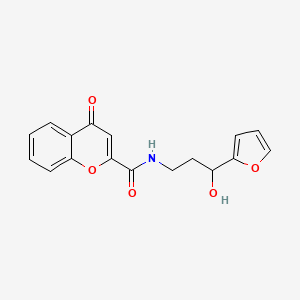 molecular formula C17H15NO5 B2916335 N-(3-(呋喃-2-基)-3-羟基丙基)-4-氧代-4H-色烯-2-甲酰胺 CAS No. 1705315-05-4