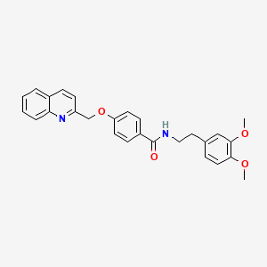 molecular formula C27H26N2O4 B2916339 N-(3,4-dimethoxyphenethyl)-4-(quinolin-2-ylmethoxy)benzamide CAS No. 1171835-35-0