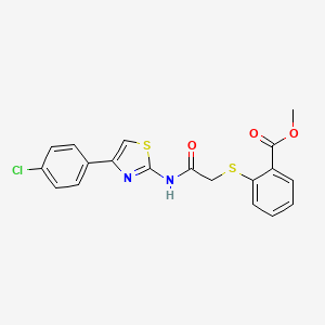 molecular formula C19H15ClN2O3S2 B2916340 2-[(2-{[4-(4-氯苯基)-1,3-噻唑-2-基]氨基}-2-氧代乙基)硫代]苯甲酸甲酯 CAS No. 338959-64-1